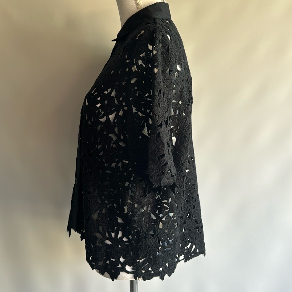 COS Lace Short Sleeve Boxy Button Down Top - sz 2 - Picture 6 of 9